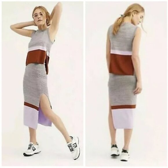 Free People Stop And Stare Color Block‎ Knit Set Size Small - Picture 1 of 6